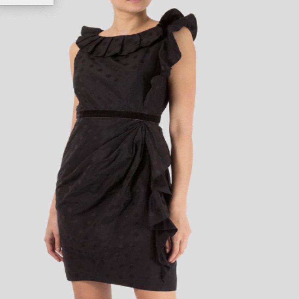 MARC JACOBS Polka Dot Jacquard Ruffle Cocktail Dress - Size 6